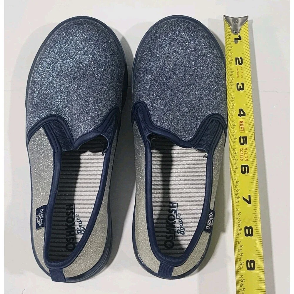 OshKosh Girls Blue Glitter Sparkles Slip on Shoes Sizes 2